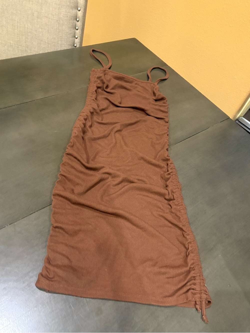 Forever 21 Brown Ruched Midi Slip Dress